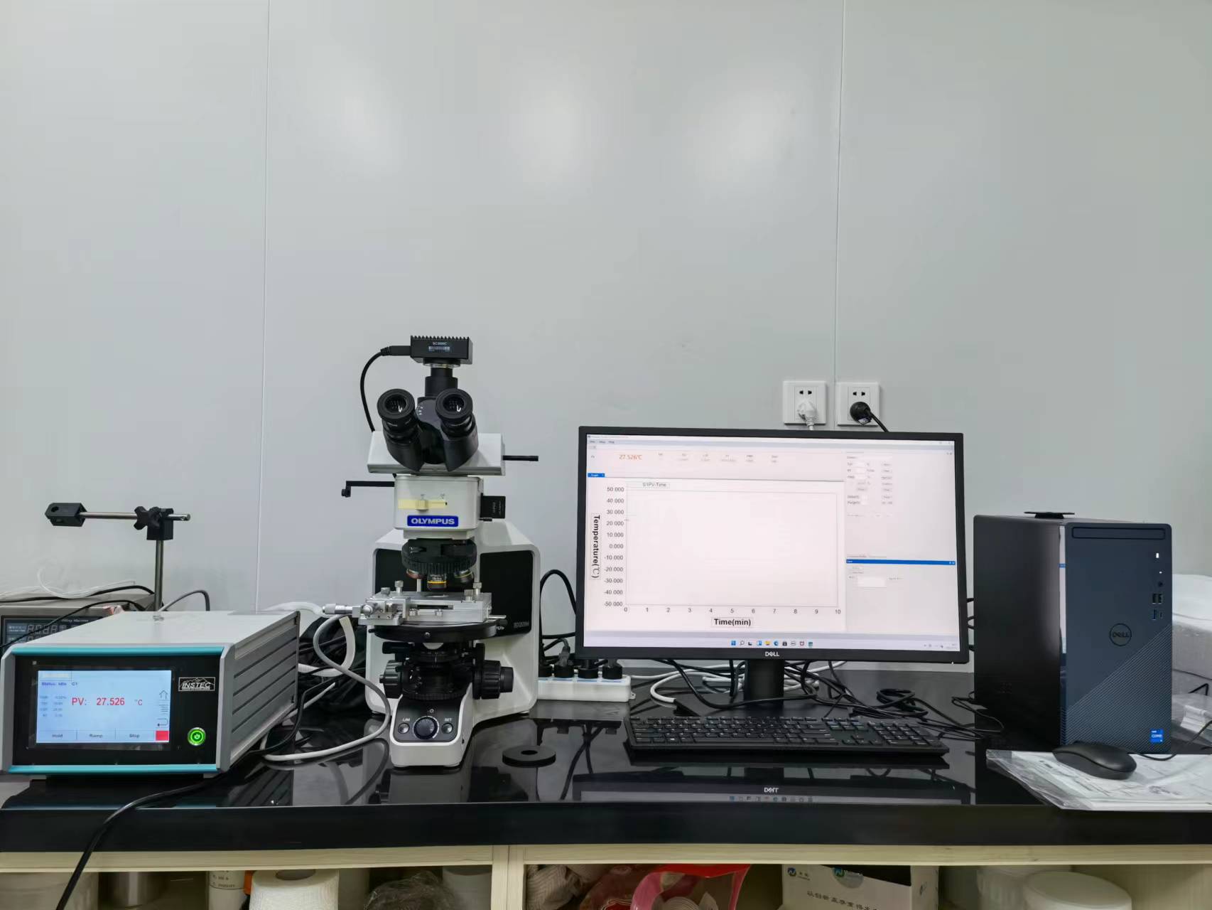 -40~120℃半导体冷热台搭配Olympus奥林巴斯显微镜-微米世界 温度掌控